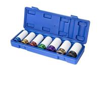 Jeu d'écrous d'entraînement 1/2 pouces, jeu de roues, jeu d'écrous à percussion, jeu d'écrous à paroi mince avec couleur(7pcs set)