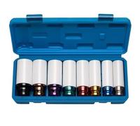 Jeu d'écrous d'entraînement 1/2 pouces, jeu de roues, jeu d'écrous à percussion, jeu d'écrous à paroi mince avec couleur(8pcs set)