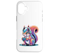 Jeu d'écureuil coloré avec Casque contrôleur Gamer Coque pour iPhone 16 Plus