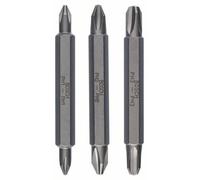 Bosch Accessories Embout de Tournevis Doubles, pour PH1/PH2/PH3, 60mm, Lot de 3