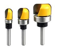 Jeu d'embouts de routeur de modèle de bol et de plateau en carbure de tungstène, fraise à rainure à nez rond à tige de 1/4 de pouce, 3 pièces
