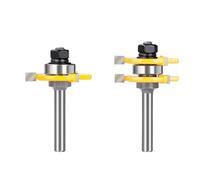 Jeu d'embouts de toupie à rainure et languette de 8mm, fraise à 3 dents for le travail du bois, assemblage à fente en T, for plancher en bois dur, 2 pièces