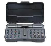 Jeu d'embouts de tournevis - Kit de tournevis magnétique 24 en 1, poignée à cliquet en T amovible, outil de réparation polyvalent | Accessoires de perceuse de précision pour le travail du bois, la
