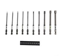 Jeu d'embouts de tournevis magnétiques 1/4" pour tournevis cruciformes, hexagonaux et mixtes - 11 pièces avec porte-embout à 10 trous, longueur 50 mm, 6,35 mm hexagonal (B)