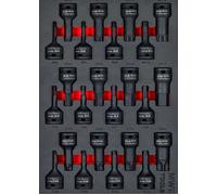Jeu d'embouts douilles à chocs 1/2 TORX-HEX-SPLINE 24 pièces module en mousse pour servante d'atelier MW Tools MWDBI24