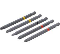 BGS Diy 4832 - Jeu d’embouts - entraînement six pans mâle, 6,3 mm (1/4") - cruciformes PH, cruciformes PZ, plats - longueur 110 mm - 5 pièces