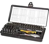 Jeu dembouts Wiha Micro-Bit-Set 65-tlg.m.Ratsche Schlitz/PH/6-kant in+auß/T/Pen 39971 65 pièces vis à fente, cruciforme Phillips, 6 pans intérieurs, TORX®