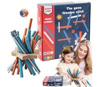 Jeu d'empilage de baguettes en bois - Jeu d'adresse de 16 cm - Jeu éducatif pour enfants et adultes - Jeu d'empilage et de stratégie coloré - Jouet en bois pratique pour encourager la coordination |