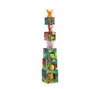 Jeu d'empilage Maxi Topanijungle - DJECO - Multicolore - Pour enfant de 12 mois et plus - 5 cubes et 5 animaux
