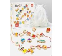 Jeu d'enfilage à partir de 2 Ans, Jouet Montessori, Jeu éducatif en Bois, 42 pièces (Perles en Bois à Enfiler), Cadeau d'anniversaire pour Enfants de 1 à 3 Ans
