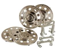 Jeu d'enjoliveurs universels, 16" (4 pièces) - Plats + Bombés (Essieux Avant et arrière) - Fixations incluses pour entraxe de 6x205 mm