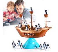Jeu d'équilibre de Bateau Pirate - Jouets Mignons pour - Blocs de Figurines - Jeu d'empilage éducatif - Organiseur de Bateau de Pingouin - Activité éducative Interactive Amusante pour Les