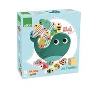 Jeu d'équilibre Vilac Whaly illustré par Ingela P. Arrhenius 16 éléments empilables 2-4 joueurs Dès 4 ans Bleu sarcelle