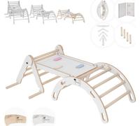 Jeu d'escalade d'intérieur, triangle d'escalade en bois avec toboggan, arche d'escalade, escalade pour enfants, balançoire arc-en-ciel avec toboggan, arche de jeu en bois