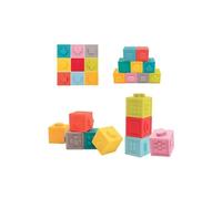 Ludi | 30043 | Cubes emboîtables | Jouet d’éveil | Set 9 pièces encastrables - Jeu d’empilement et de construction en plastique souple | Développement motricité fine | À partir de 10 mois