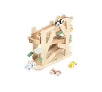 Janod - Descendeur en Bois sur 3 Niveaux- Toboggan des Fourmis avec 4 Voitures incluses - Jouet d'Eveil et Premier Âge - Apprentissage Motricité Fine - Dès 1 an - J04038