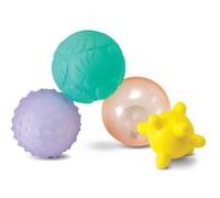 Infantino Activity Ball Set Music & Lights - 4 Colourful, Bouncy, & Multi-Textured Balls for Fine Motor Development for Little Hands, BPA free