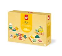Janod - Box Janod de Jeux Bébé - Jouet Enfant 18 Mois - Jouets d'éveil avec Puzzle en Bois - Jeux de Motricité bébé - Jouets d'activité et de développement Psychomoteur - A partir de 18 Mois - J04064