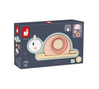 Janod - Empilable Sensoriel Escargot Sweet Cocoon - 6 Pièces en Bois FSC à Empiler - 4 Blocs Sensoriels - Jeu d'Éveil - Développement Motricité Fine et Toucher - Dès 12 Mois,J04052