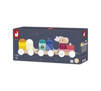 Jeu d'éveil JANOD Zigolos Train à Tirer Mouton en Bois 15 Blocs à Empiler Multicolore