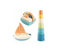Smoby - Little Smoby Green - Coffret Eveil et Bain - Magic Tower - Panier des Formes - Bateau à Voile - Plastique Biosourcé - Dès 12 Mois - Fabriqué En France - 140605