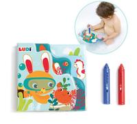 Ludi- Livre 2 Crayons de Coloriage (Rouge et Bleu) Jeu de Bain pour Bébé-Plastique Doux et Résistant à l’Eau-Développer l’Imaginaire et Le Vocabulaire-À Partir de 10 Mois, 40058, Multicolor