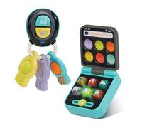 VTech - Téléphone et Clés Magi'Pop, Coffret Bébé Duo, Téléphone Flip Jouet Interactif et Hochet Clefs avec Bip Voiture et Jouet de Dentition Ourson, Cadeau Bébé Dès 6 Mois - Contenu en Français