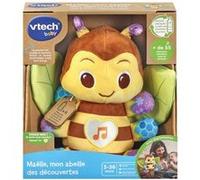 VTech - Maëlle, Mon Abeille des Découvertes, Peluche Bébé Interactive et Musicale Fabriquée avec des Matériaux Plus Durables, Marionnette Bébé, Cadeau de Naissance Dès 3 Mois - Contenu en Français