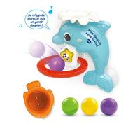 VTech – Jouet de bain Mon Dauphin Aqua-Basket, interactif, panier, 3 balles, 2 ventouses, dès 1 an