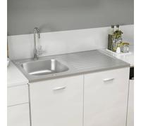 Jeu d'Evier de Cuisine et Egouttoir Argenté 1000x600x155 mm Inox Maison vidaXL