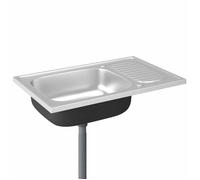 Jeu d'évier de cuisine et égouttoir Argenté 800x500x155 mm Inox_2 ans garantie_36405