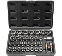 Jeu d'extracteurs de boulons - Jeu d'extracteurs de boulons et d'écrous de 29 pièces - 6 mm à 10 mm, 13/32" à 3/4" - Jeu de douilles extractibles en acier CR-MO avec coffret de rangement - Écrou à ret