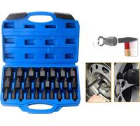 Jeu d'extracteurs de vis à tête hexagonale Multi-Spline, assortiment de 25 pièces, acier au chrome-molybdène durable, conception en spirale à gauche