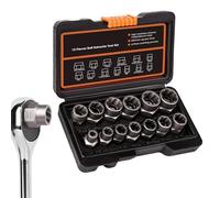 Jeu D'Extracteurs De Vis,Douille Métallique Avec Adaptateur 9.5 mm | Jeu de Démonte-Écrous et Boulons à Cliquet - Pour Pièces Abîmées Rondes Rouillées Cassées