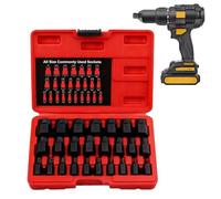 Jeu d'extracteurs de vis | Outils à main robustes en métal | Jeu de 25 douilles pour extracteur de boulons | Pour vis, boulons, écrous, machines, meubles endommagés, déchirés ou rouillés,