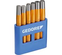 GEDORE Jeu de chasse-rivets et bouterolles à main, Jeu de 6 pièces, Trempés pour outils de frappe, Dans un support en PVC, 125 B