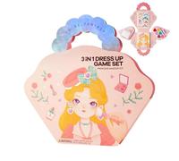Jeu d'habillage de princesses - Kit d'habillage de princesse avec autocollants pour filles, kit de jouets pour filles avec sac de maquillage de princesse 3 en 1 | Ensemble d'habillage cadeau