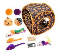 Jeu d'herbe à chat pour chatons sur le thème d'Halloween | Cat Play Tunnel, chaton interactif pour éclaircir un espace précieux. Design pliable