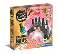Clementoni - Coffret Manucure Crazy Chic Passion Nails, sécheuse, vernis, stickers - 9 ans+