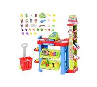 HOMCOM Jeu d'imitation commerçant jeu de la marchande caddie + caisse enregistreuse et 45 accessoires inclus effets lumineux sonores