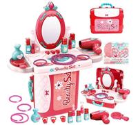 Jeu d'imitation de maquillage pour enfants - ZGEER - Valise De Maison De Jeu - 20 Pièces - Rose - 3 ans et plus