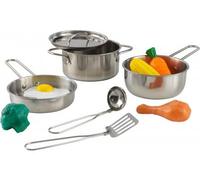 Jeu d'imitation Ensemble de Casserole de Cuisine en métal + ustentile + Accessoires - Set Jouet dinette Enfant 11 Pieces - avec 1 Carte