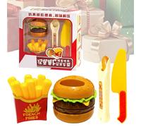 Jeu D'Imitation Fast Food - Jeu Éducatif D'Imitation Burger Frites Et Nourriture Fausse - Ensemble De Cuisine pour Tout-Petits - pour Garçons Filles et Élèves de Maternelle