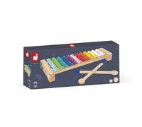 Janod Xylophone Gioia – 12 touches, 2 baguettes, bois FSC et métal, multicolore, peinture à l'eau