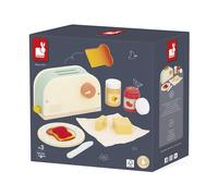 Janod - Grille Pain Enfant en Bois - Jeu Imitation Petit Déjeuner - 10 Accessoires Inclus - avec Tartines Qui Sautent - Développe Imagination - Dès 3 Ans - J06636