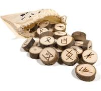 Jeu d'oracle runique en bois dans un sac en coton -- 45g