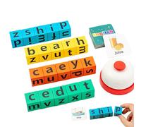 Jeu d'orthographe : blocs de lettres en bois avec cartes de mots, jouet d'apprentissage éducatif | Ensemble de développement du langage interactif, favorise la lecture et les compétences, par exemple