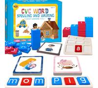Jeu d'orthographe de Mots CVC en Bois 154 pièces, Flashcards d'orthographe de Voyelles Courtes, Flashcards de Mots de Vue, Jouets éducatifs Montessori pour la Maternelle et Le Jardin d'enfants