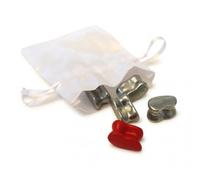 Jeu d'osselets en Metal, 5 Pieces - Gris, Rouge - Jeu Societe Traditionnel - rapidite, adresse - Set Format Voyage et 1 Carte