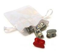 Jeu d'osselets en metal, 5 pieces - Gris, Rouge - Jeu societe Traditionnel - Rapidite, Adresse - Set Format voyage et carte